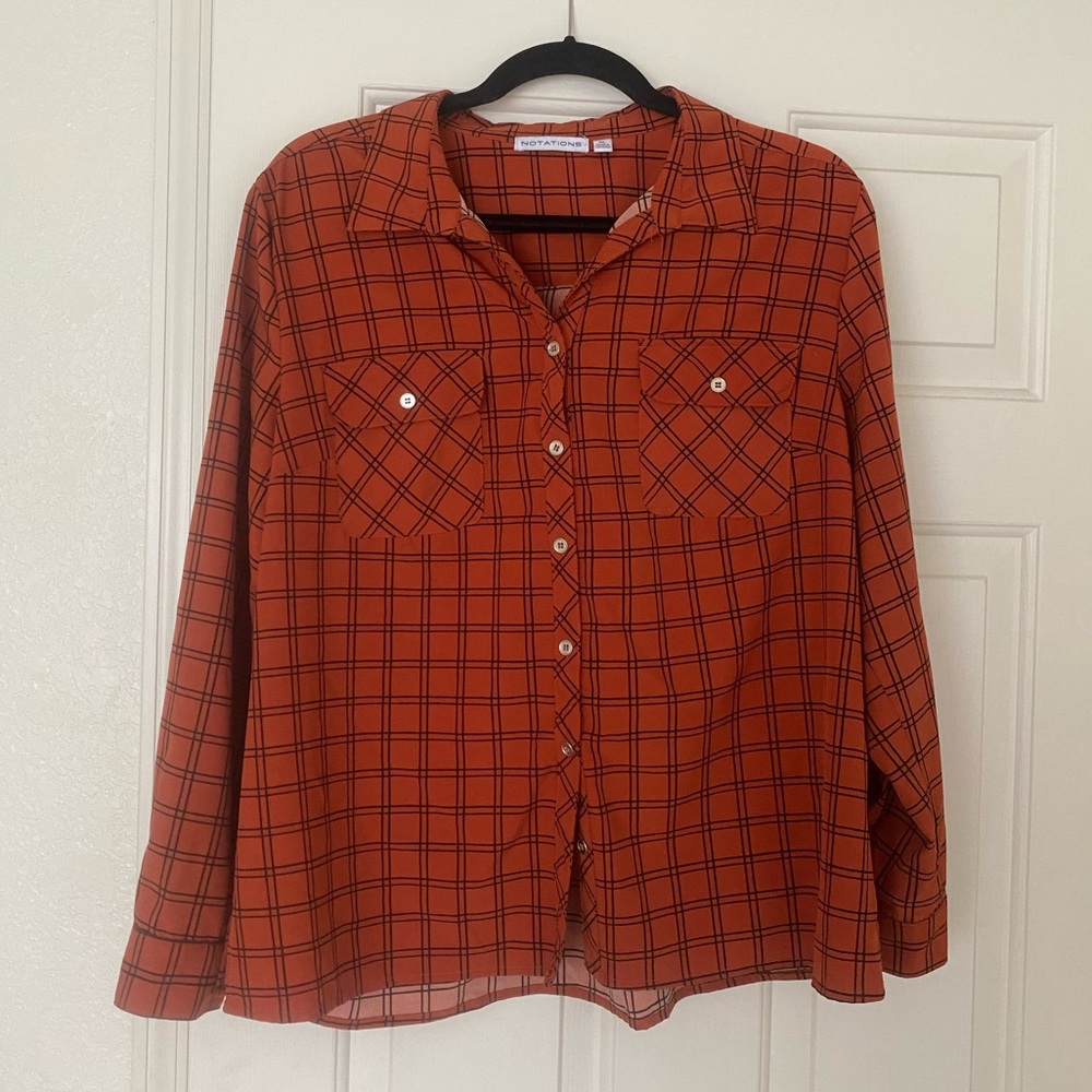 Notations Plaid Button Up | Size: XL